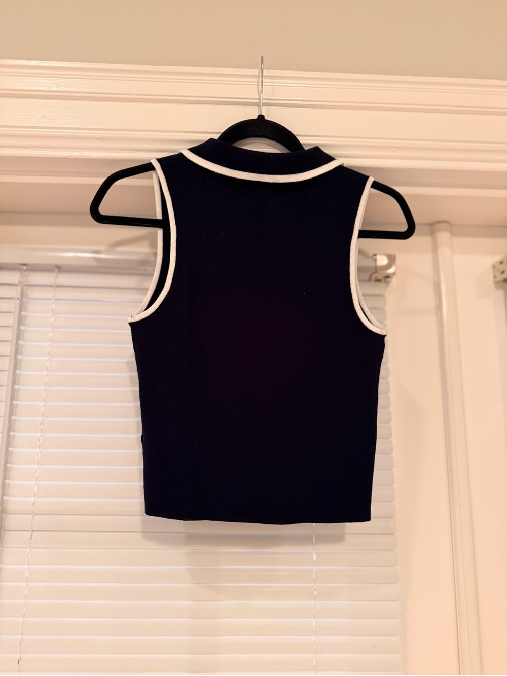 Caroline Constas Navy Polo Tank with White Piping - Picture 2 of 4